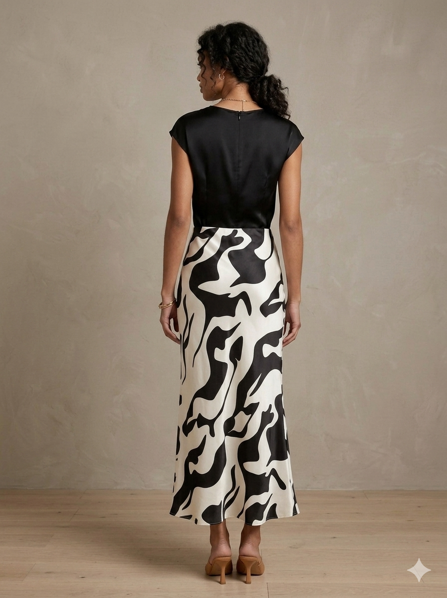 Satin Bias-Cut Midaxi Skirt