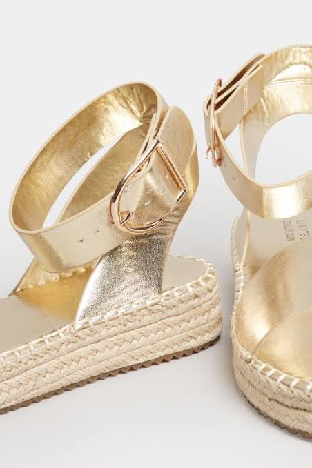 Curve Gold Extra-Wide Fit Flatform Espadrille Sandals