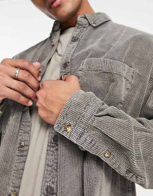 Oversized Cord Shirt in Vintage Washed Grey