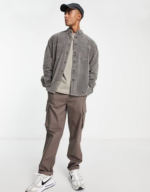 Oversized Cord Shirt in Vintage Washed Grey
