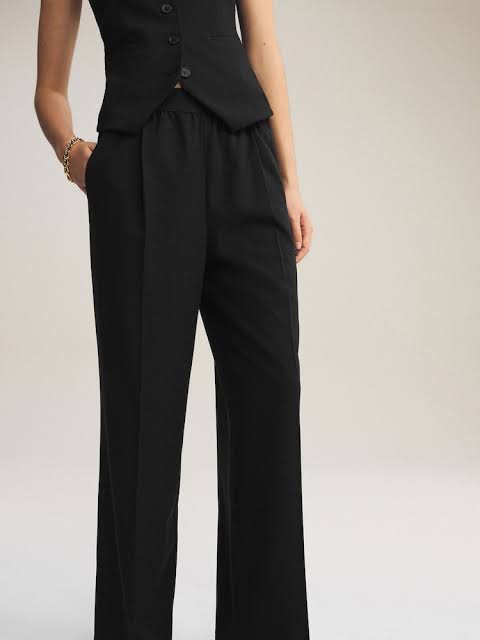 Black Tailoring Cuff Elastic Back Trouser
