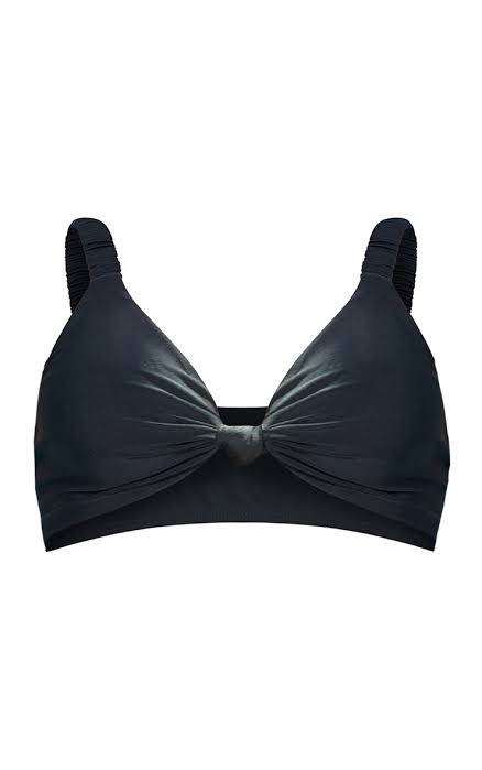 Black Knotted Scrunchie Strap Bikini Top