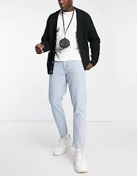 ASOS DESIGN classic rigid jeans in light stone with elasticated waist