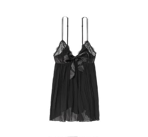 Victoria's Secret Pleated Embellished Babydoll - Black