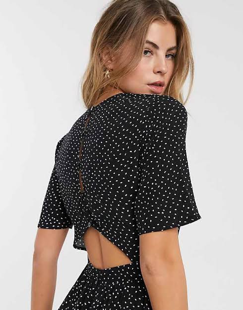 Tea Jumpsuit With Button Back Detail in Spot Print