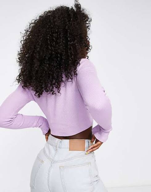 Rib Knit Half Zip Jumper in Lilac
