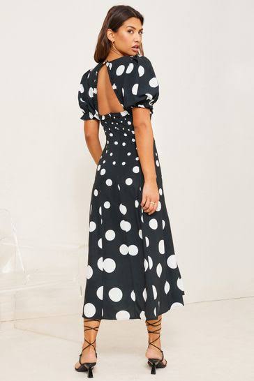 Monochrome Empire Midi Dress