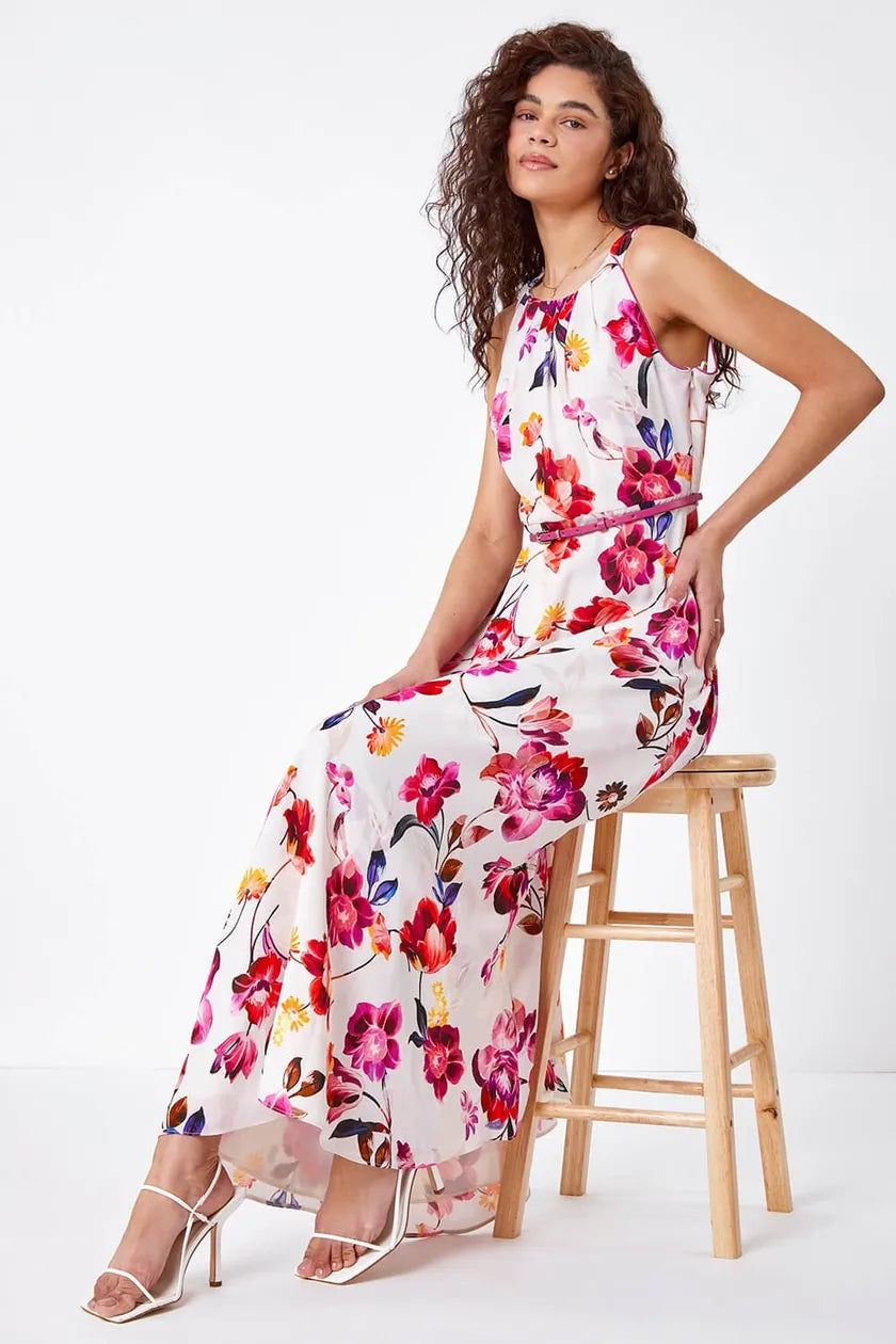 Floral Belted Maxi Dress
