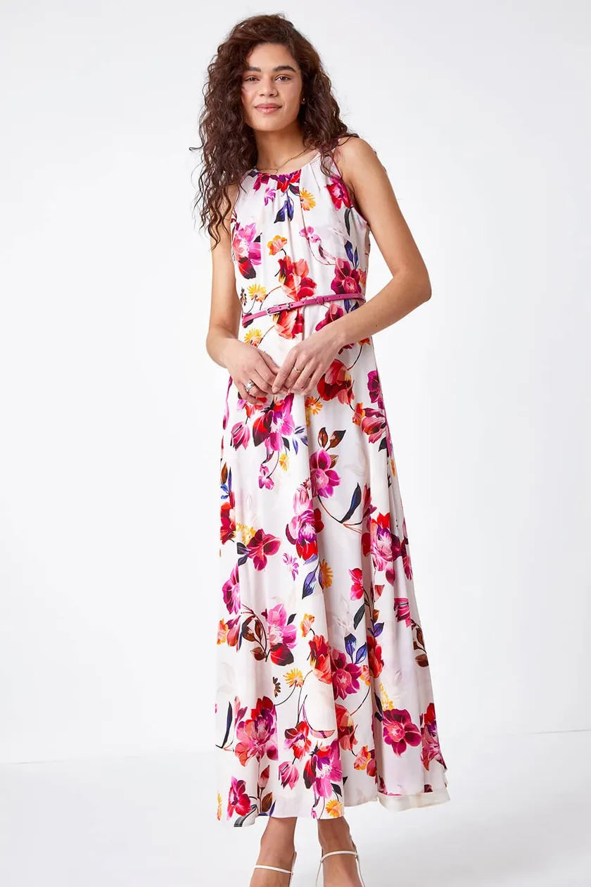 Floral Belted Maxi Dress