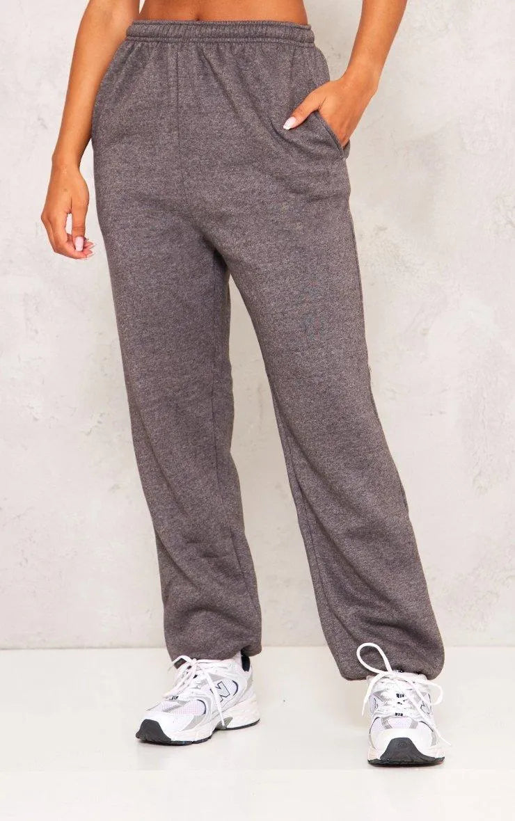 Charcoal Marl Sweat Cuffed High Waist Joggers