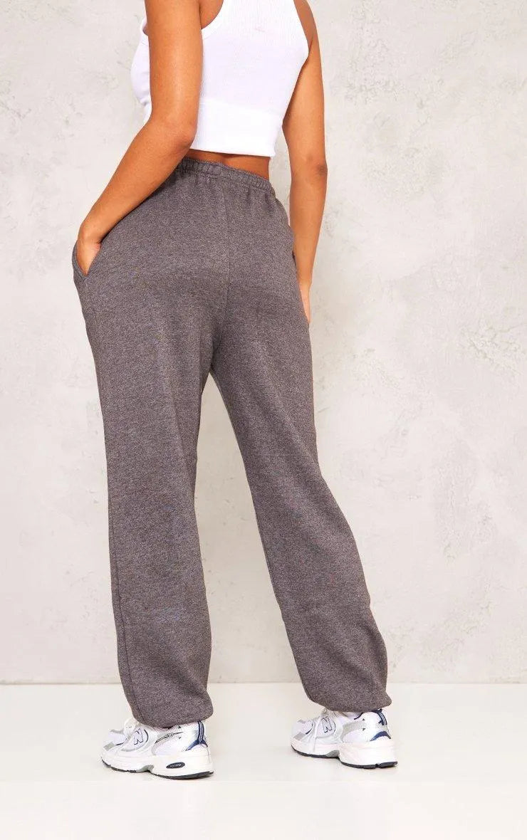 Charcoal Marl Sweat Cuffed High Waist Joggers