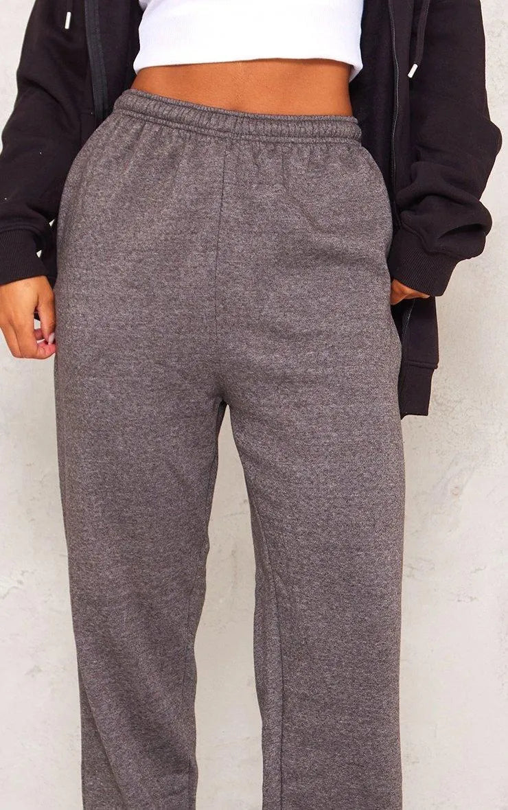 Charcoal Marl Sweat Cuffed High Waist Joggers