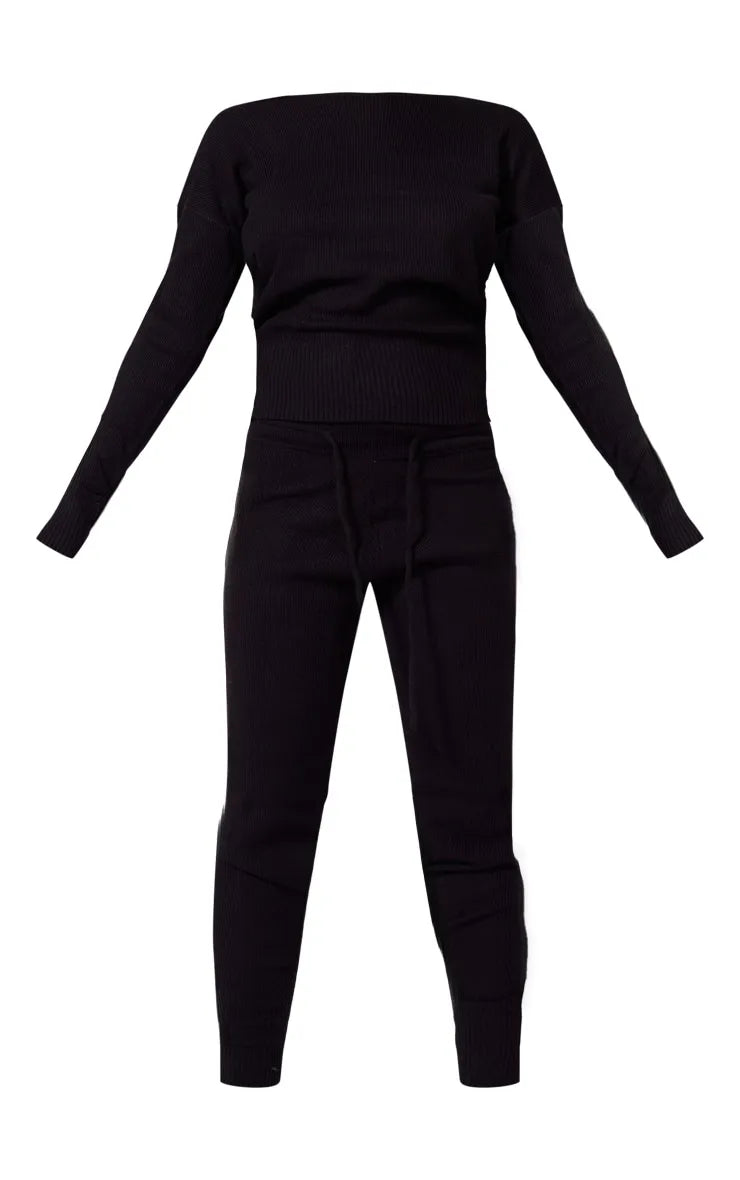 Black Knit Lounge Set