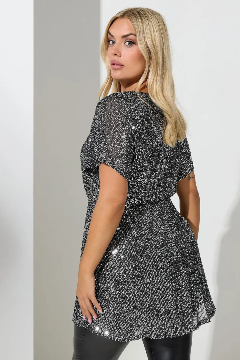 Peplum Sequin Top