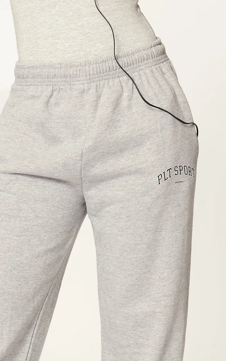 PLT Grey Marl Sport Print Oversized Joggers