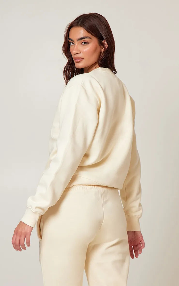 Cream Monaco Sports Embroidered Sweatshir