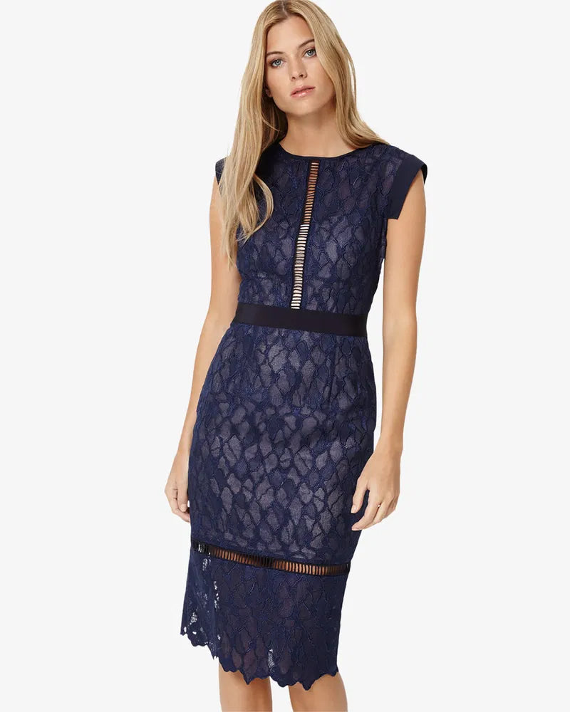 Maneki Lace Dress Navy