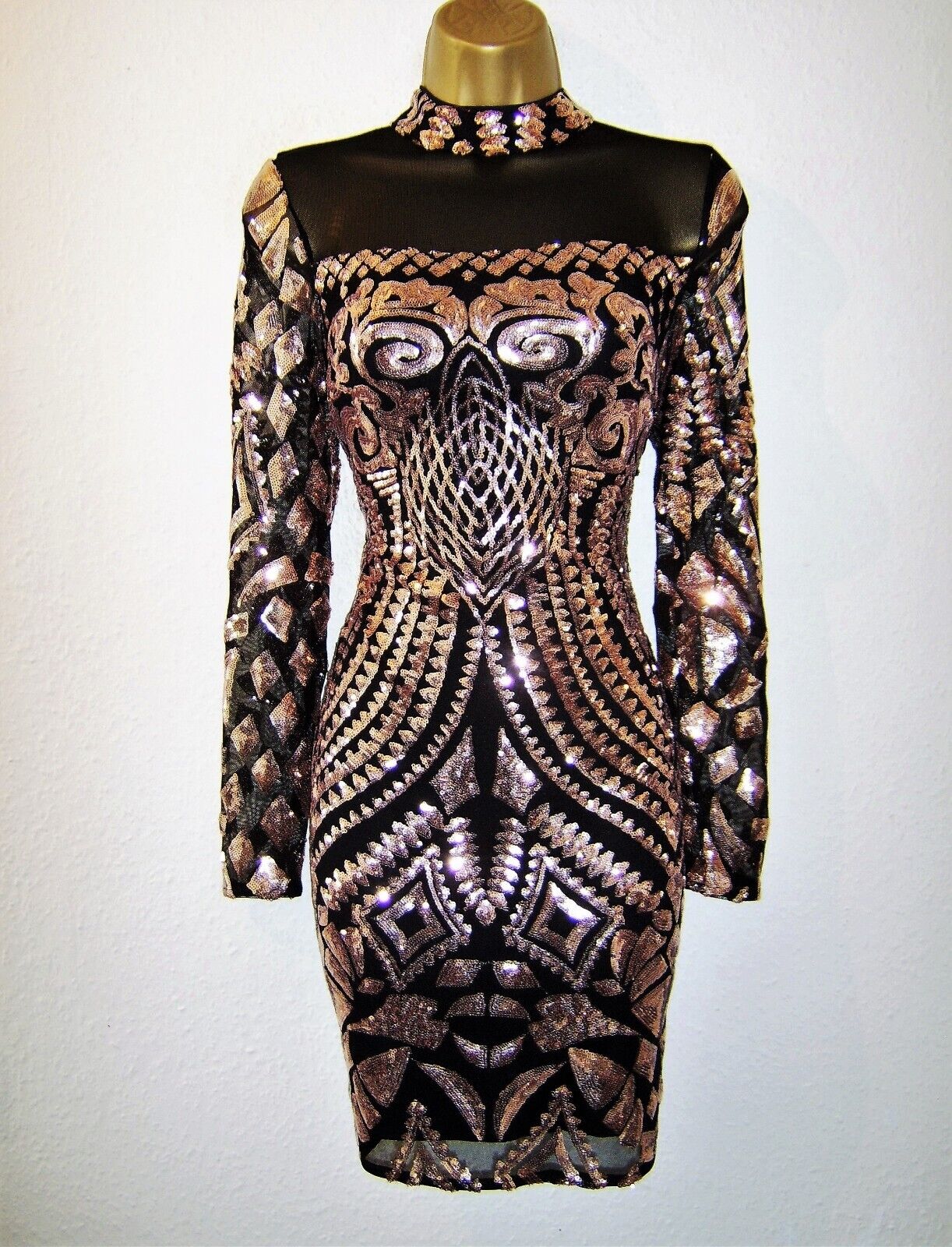 Sam Faiers Mesh Sequin Turtle Neck Bodycon Dress