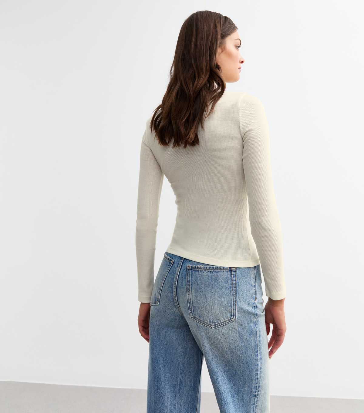 Ribbed Roll Neck Long Sleeve Top