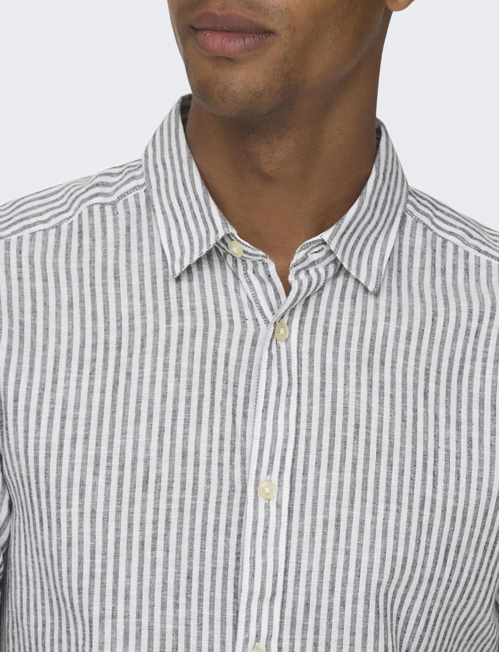 ONSCAIDEN Long Sleeve Stripe Linen Shirt -Navy Blue