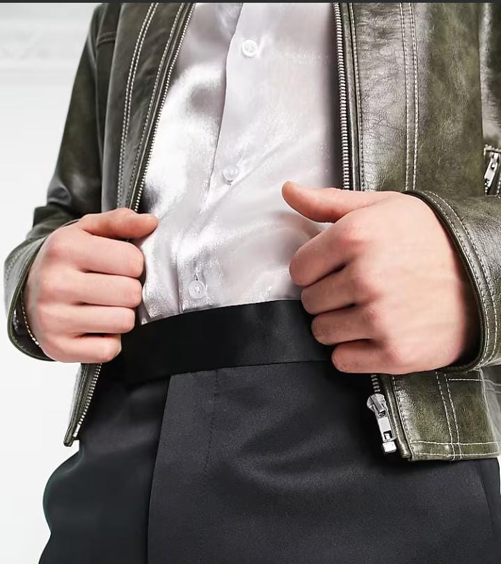 Tapered Smart Trouser In Black High Shine