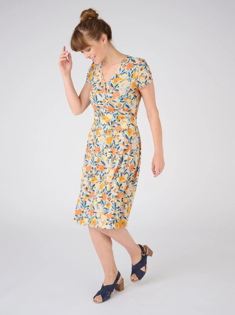 Wrap Style Dress-Damart Orange