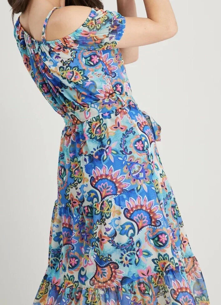 Bright Paisely One Shoulder Dress