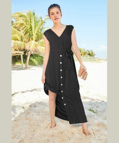 Mono Spot Button Through Dress