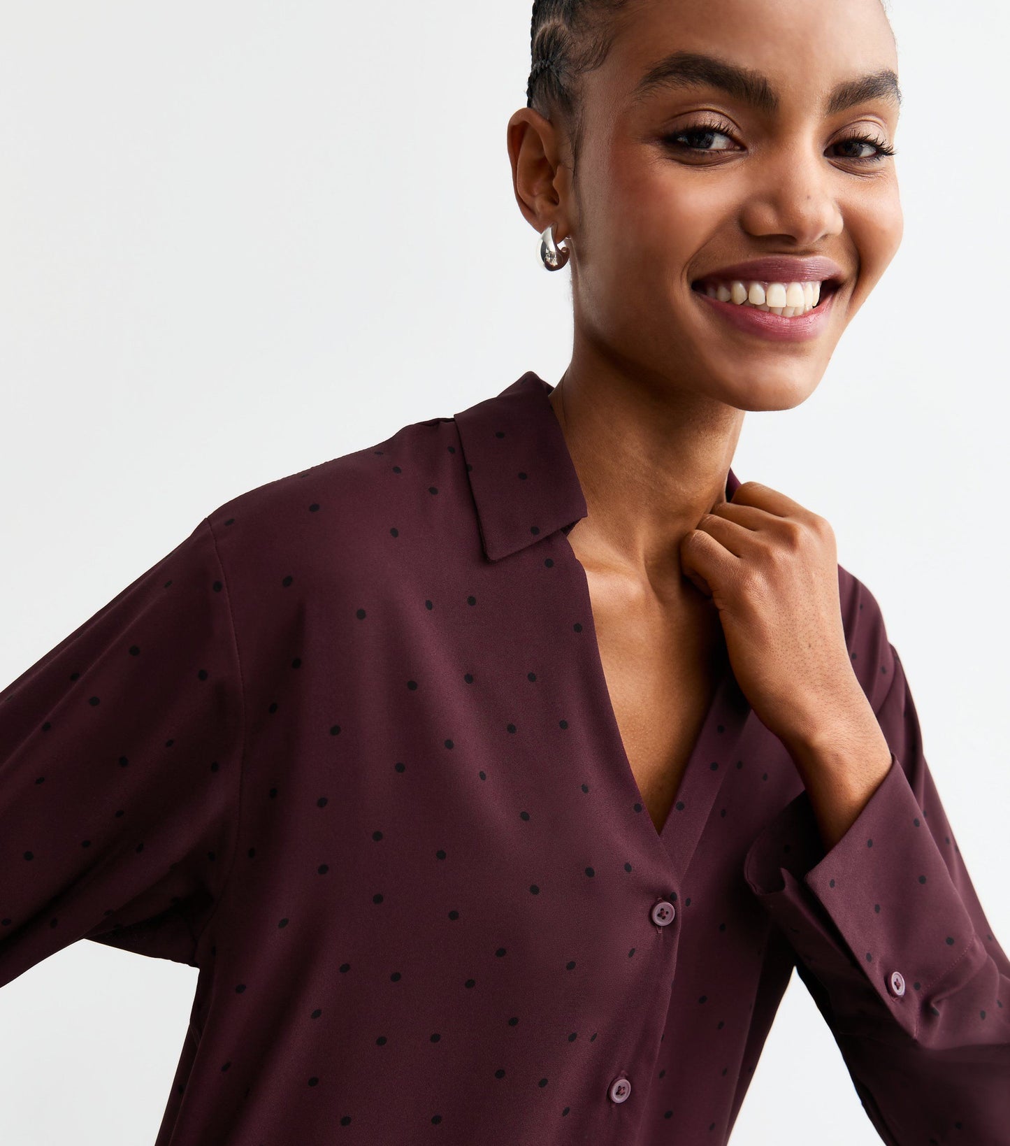 Burgundy Polka Dot Shirt