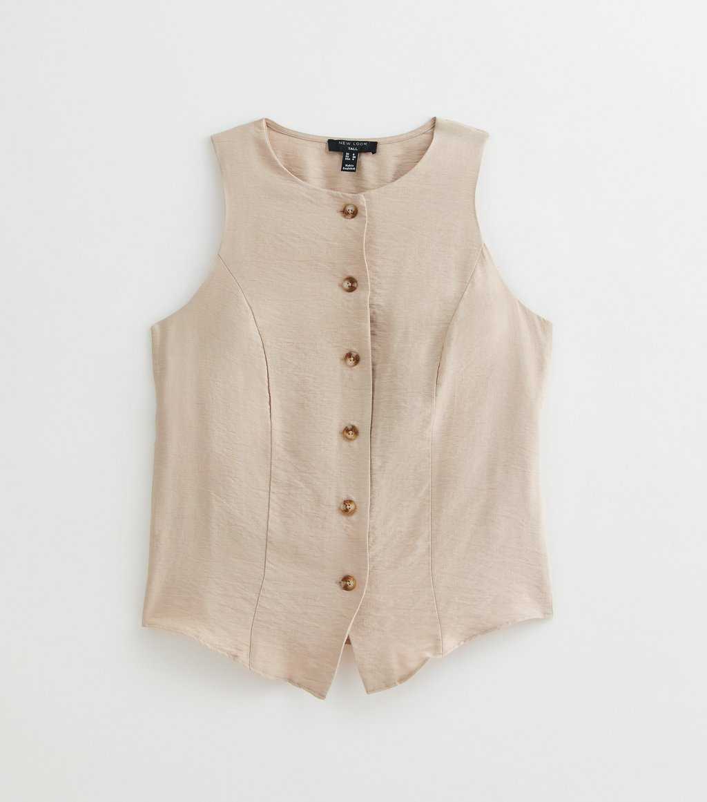 New Look Stone Sleeveless Crew Neck Waistcoat