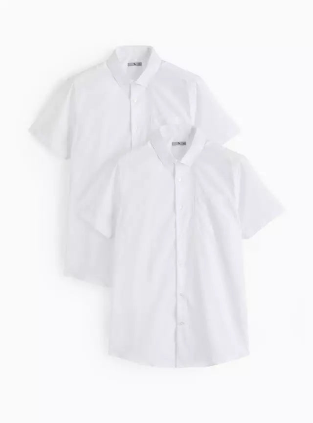 White Regular Fit Short Sleeve Shirts 2 Pack