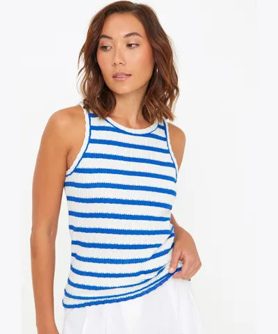 Blue Stripe Knitted Vest Top