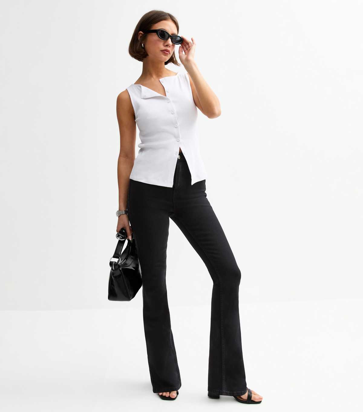 Washed Black Waist Enhance Quinn Bootcut Stretch Denim Jeans