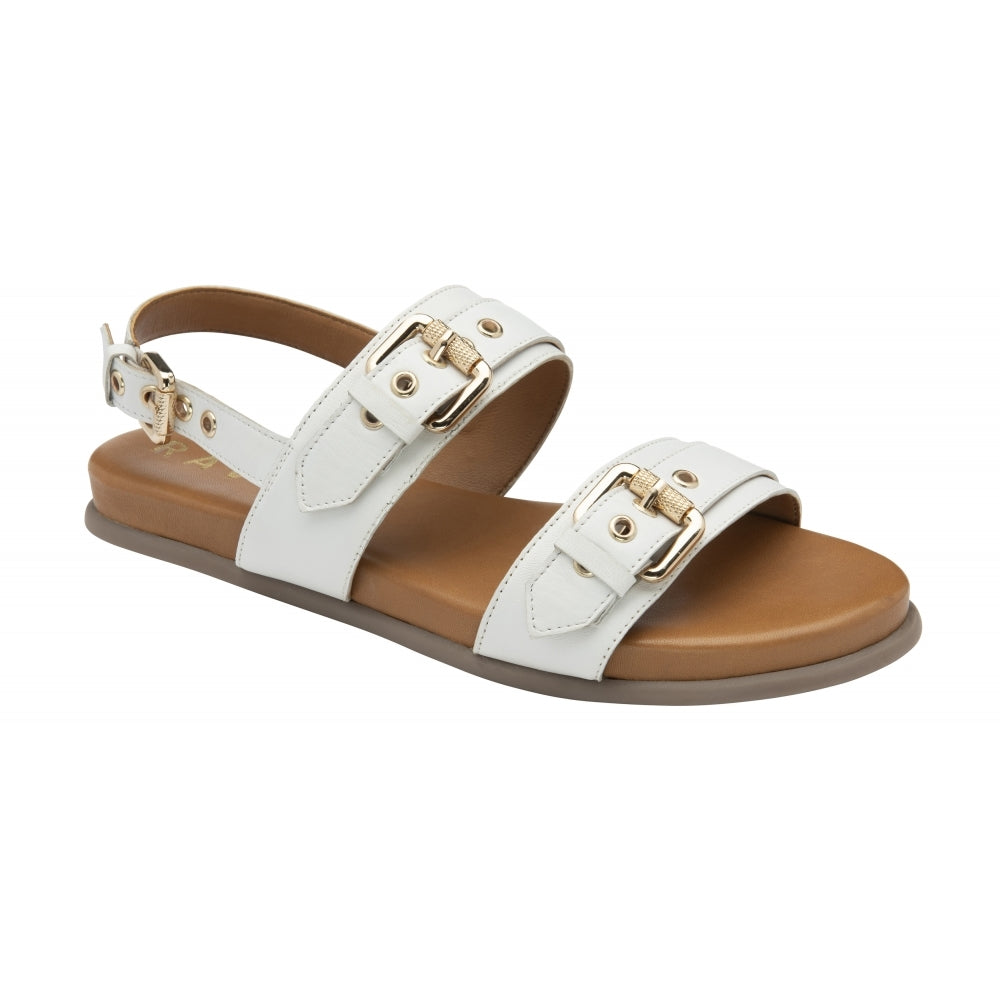 White Leather Sorbie Flat Sandals | Ravel