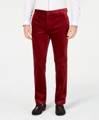 Mens Velvet Slim-Fit Pants