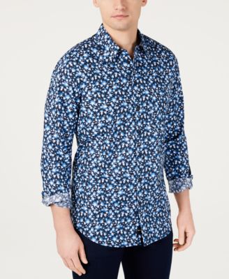 Men's Long Sleeve Printed Flower