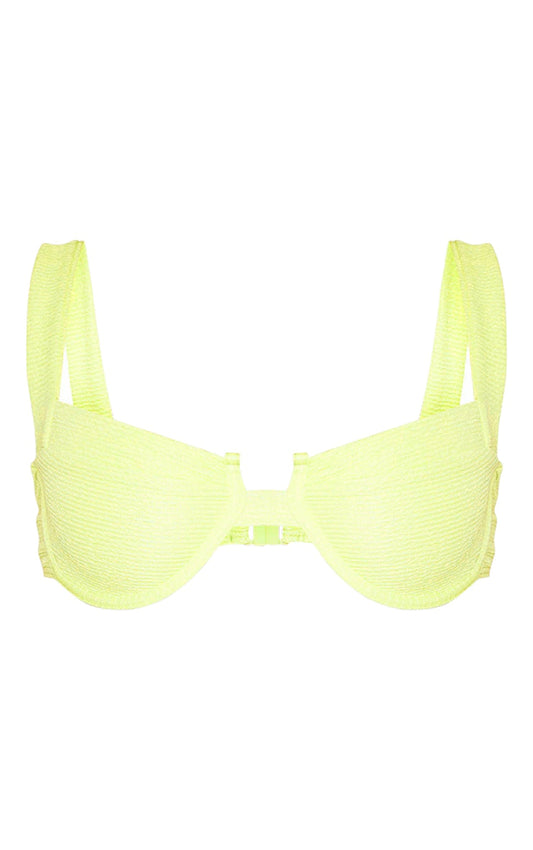 Light Lime Mini Crinkle Underwired Square Neck Bikini Top