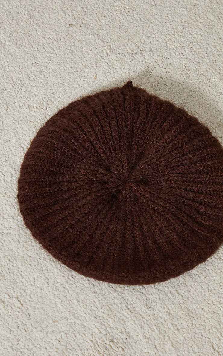 Chocolate Knitted Beret