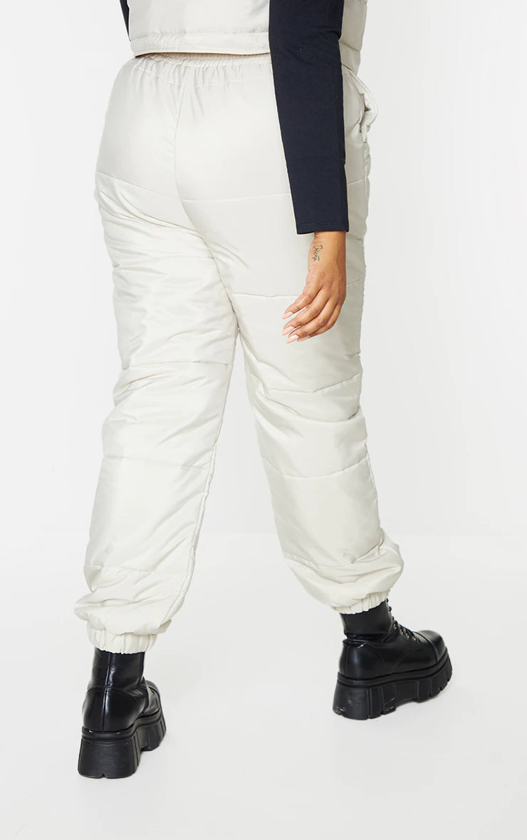 Plus Cream Quilted Joggers