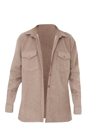 Beige Woven Longline Shacket