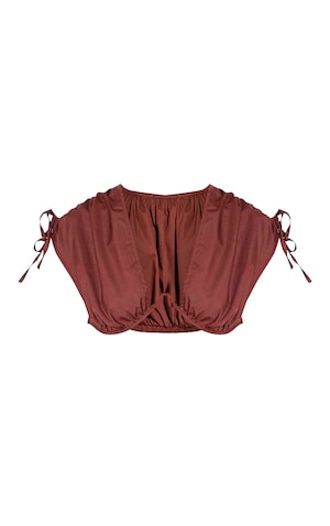 Brown Cup Detail Ruched Crop Top