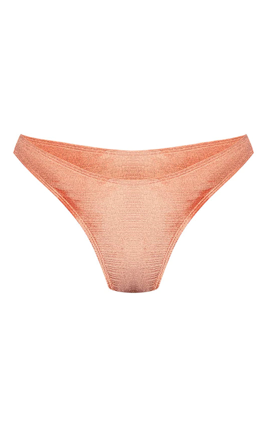 Coral Shiny High Leg Mini Bikini Bottoms