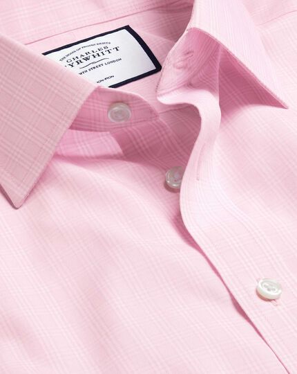 Classic Collar Non-Iron Prince of Wales Check Shirt - Pink