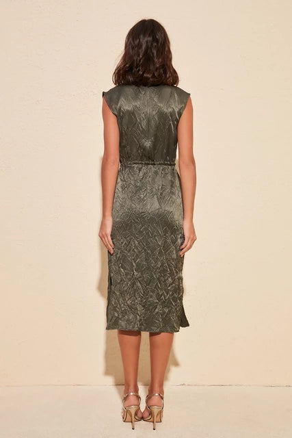 Greta Crinkled Dress Green