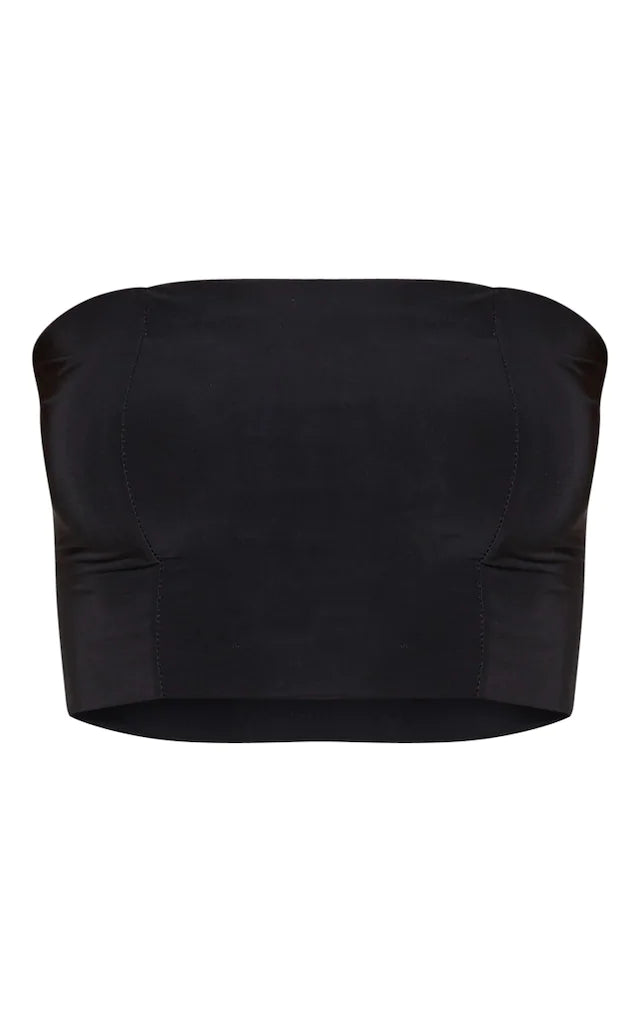 Helsa Black Slinky Bandeau Crop Top