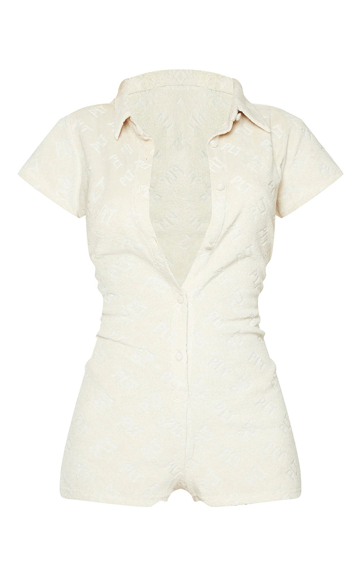 Stone Embossed Towel Beach Playsuit