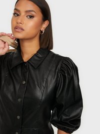 Rilla Puff Faux Leather Mini Dress