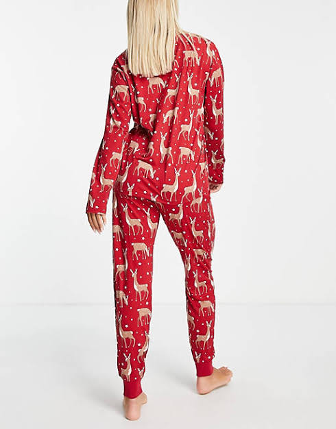 Reindeer Christmas Pyjamas Set Red