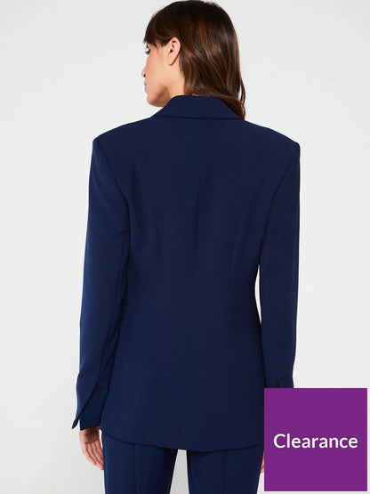 Premium Fluted Sleeve Suit Blazer Jacket - Navy