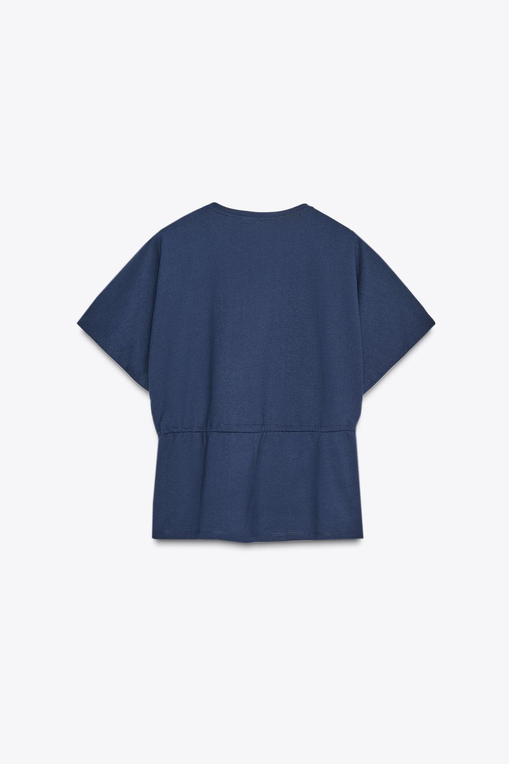 Zara Drawstring Waist T-Shirt Navy
